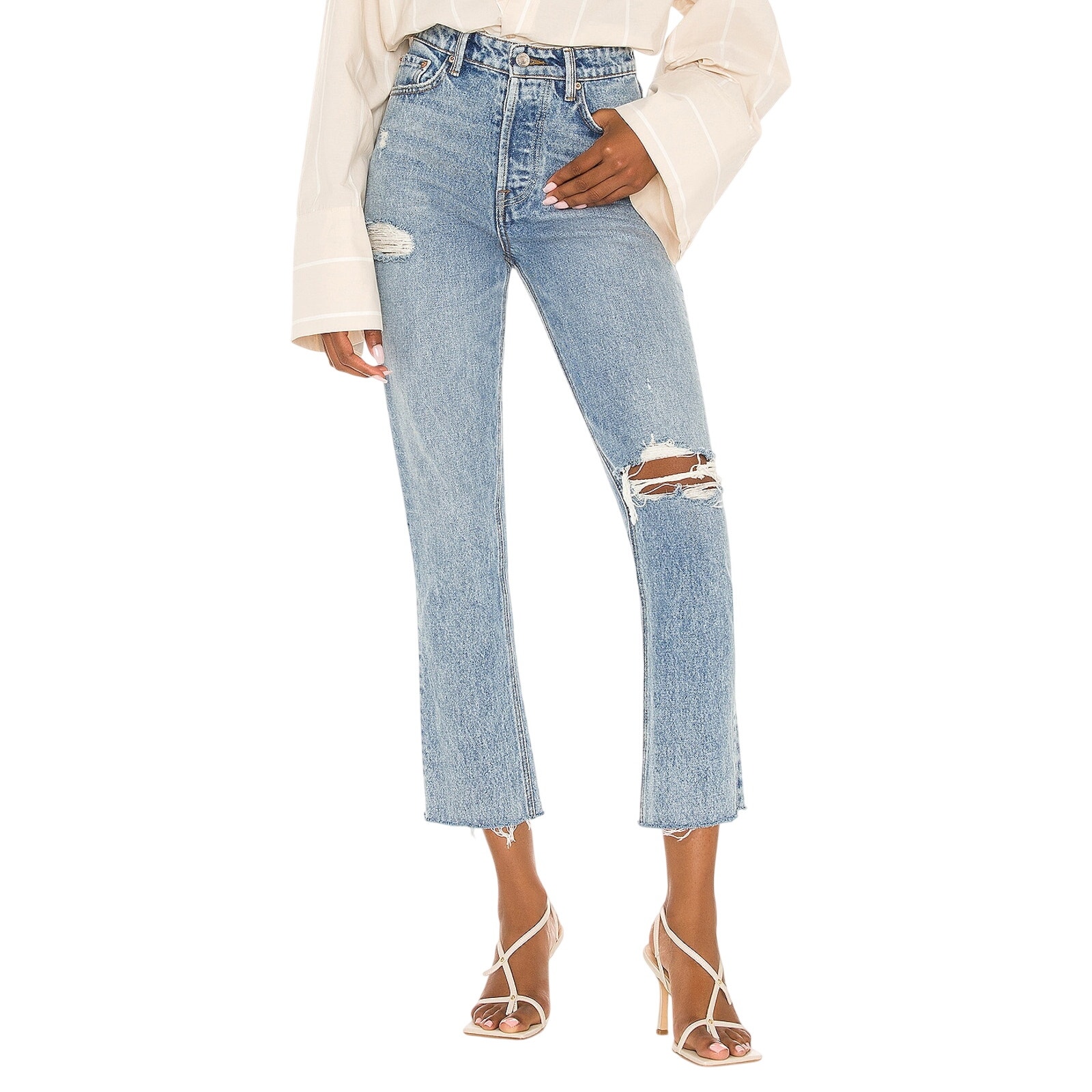 Grlfrnd Distressed Blue Karolina Denim Jeans Size 26